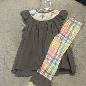 Smocked “rain” pant/top suit